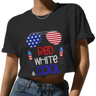 Kids Boys Kids 4Th Of July Red White And Cool Sunglasses Girls Women Cropped T-shirt - Monsterry