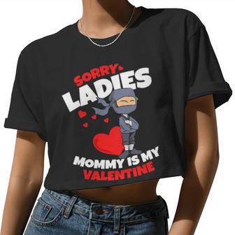 Kids Valentines Day Mommy Is My Valentine Toddler Boy Cute Ninja Classic Women Women Cropped T-shirt - Monsterry UK