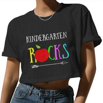 Kindergarten Rocks Toddlers Teacher Appreciation Last Day Cool Women Cropped T-shirt - Monsterry
