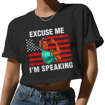 Kurik Excuse Me I'm Speaking Shirt For Black Women Or Men American Flag Political Quote African Girl Women Cropped T-shirt - Monsterry CA