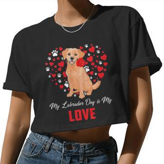 My Labrador Dog Is My Love Valentine For Women Women Cropped T-shirt - Monsterry