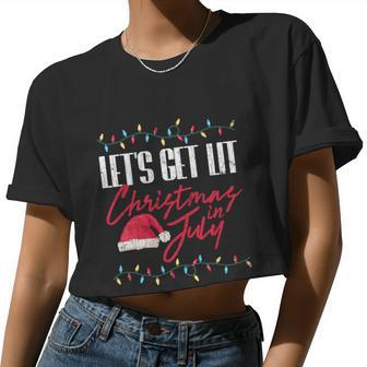 Let's Get Lit Christmas In July Graphic Women Cropped T-shirt - Monsterry