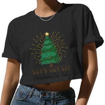 Let's Get Lit Christmas In July Graphic Women Cropped T-shirt - Monsterry AU