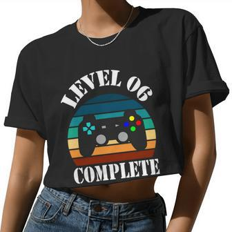 Level 6 Complete 6Th Wedding Anniversary Video Gamer Women Cropped T-shirt - Monsterry