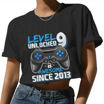 Level 9 Unlocked Awesome 2013 Video Game 9Th Birthday Women Cropped T-shirt - Monsterry CA