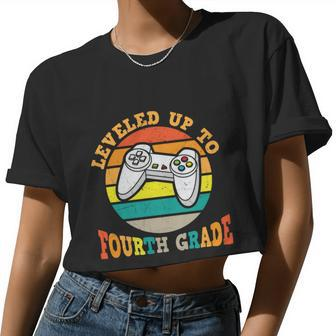 Leveled Up To 4Th Grade First Day Of School Back To School Women Cropped T-shirt - Monsterry CA
