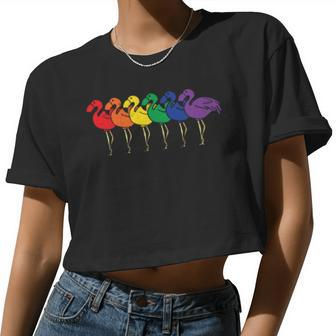 Lgbt Flamingo Rainbow Gay Lesbian Pride Women Cropped T-shirt - Monsterry CA
