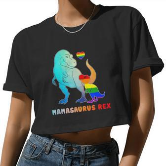 Lgbt Mamasaurus Rex Mom Mother Rainbow Pride Women Cropped T-shirt - Monsterry DE