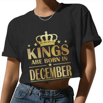 Limited Edition Kings Are Born In December Gold Print Women Cropped T-shirt - Monsterry UK