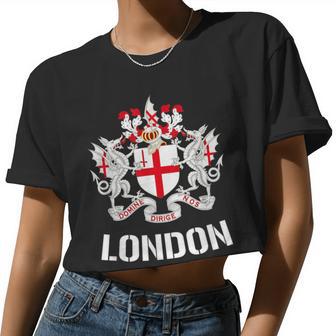 London City Crest Emblem Uk Britain Queen Elizabeth Women Cropped T-shirt - Monsterry