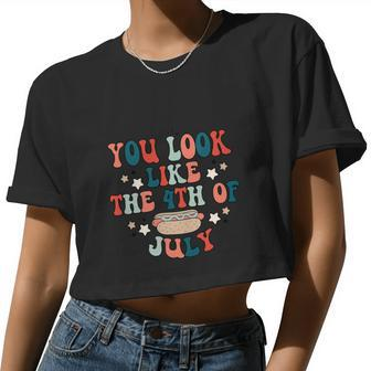 You Look Like The 4Th Of July Hot Dog Usa Patriotic Pride Women Cropped T-shirt - Monsterry DE