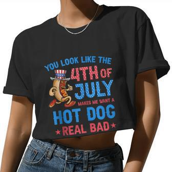You Look Like 4Th Of July Makes Me Want A Hot Dog Real Bad V3 Women Cropped T-shirt - Monsterry UK