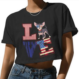 Love Chihuahua 4Th Of July Women Fathers Day Women Cropped T-shirt - Monsterry
