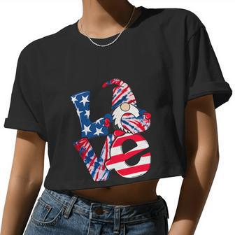Love Gnome Usa Flag 4Th Of July Women Cropped T-shirt - Monsterry AU