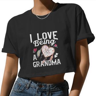 I Love Being A Grandma Valentine Mother Women Cropped T-shirt - Monsterry