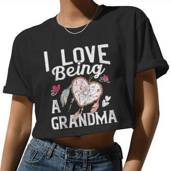 I Love Being A Grandma Valentine Mother Women Cropped T-shirt - Monsterry