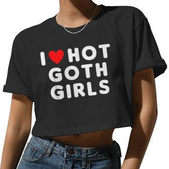 I Love Hot Goth Girls Red Heart Women Cropped T-shirt - Monsterry CA