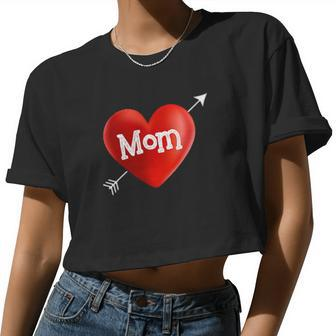 I Love My Mom Is My Valentine Day Heart Women Cropped T-shirt - Monsterry DE