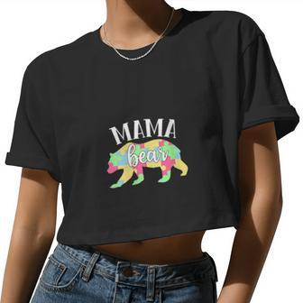 Mama Bear Puzzle Pieces Autism Women Cropped T-shirt - Monsterry CA