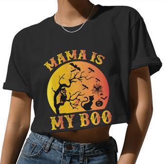 Mama Is My Boo Halloween Quote Women Cropped T-shirt - Monsterry AU