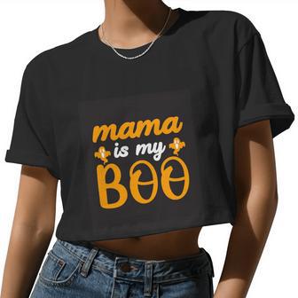 Mama Is My Boo Halloween Quote Women Cropped T-shirt - Monsterry