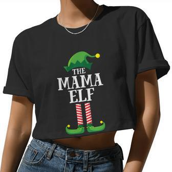 Mama Elf Matching Family Group Christmas Party Pajama Women Cropped T-shirt - Monsterry UK