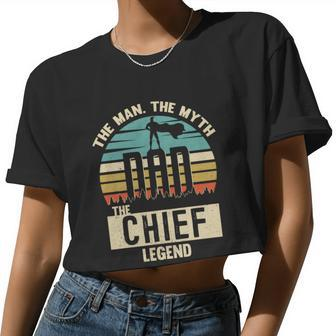 Man Myth Legend Dad Chief Amazing Daddy Novelty Women Cropped T-shirt - Monsterry