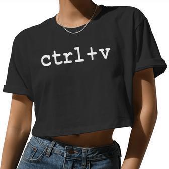 Matching Ctrl V Mother's Father's Day Copy Paste Women Cropped T-shirt - Monsterry