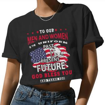 Men And Women In Uniform Veterans T Shirt Women Cropped T-shirt - Monsterry AU