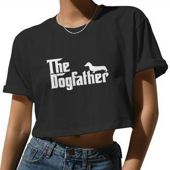 Mens The Dogfather Dachshund Shirt Father Women Cropped T-shirt - Monsterry