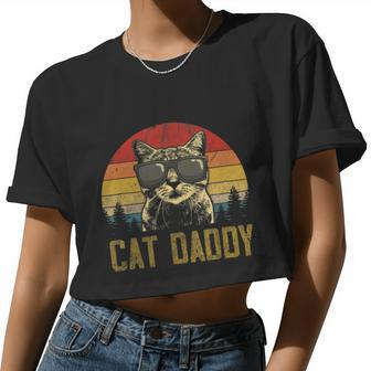 Mens Vintage Cat Daddy Father's Day Shirt Cat Lover Tshirt Women Cropped T-shirt - Monsterry