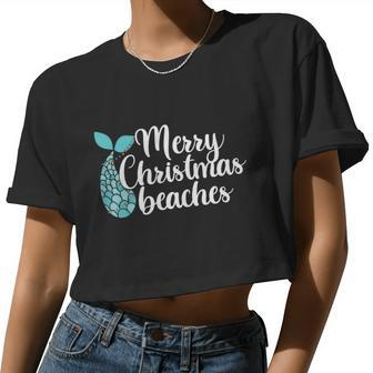 Merry Christmas Beached Mermaid Christmas In July Women Cropped T-shirt - Monsterry DE
