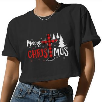 Merry Christmas Christians Buffalo Plaid Tshirt V2 Women Cropped T-shirt - Monsterry