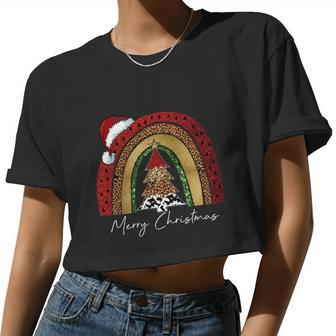 Merry Christmas Rainbow Women Cropped T-shirt - Monsterry