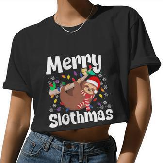 Merry Slothmas Sloth Christmas Xmas Women Cropped T-shirt - Monsterry DE