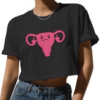 Middle Finger Angry Uterus Pro Choice Feminist Women Cropped T-shirt - Monsterry