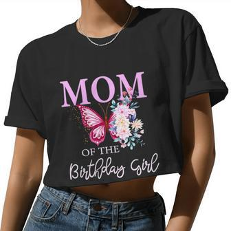 Mom 1St First Birthday Matching Family Butterfly Floral Women Cropped T-shirt - Monsterry AU