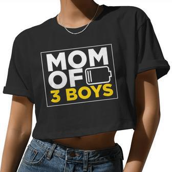 Mom Of 3 Boys Christmas From Son For Women Mommy Women Cropped T-shirt - Monsterry DE