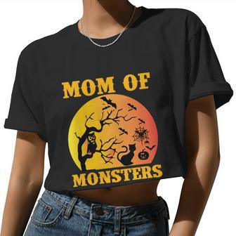 Mom Of Monsters Halloween Quote Women Cropped T-shirt - Monsterry CA