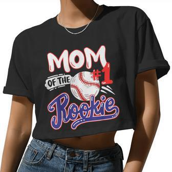 Mom Of Rookie 1St Baseball Birthday Party Theme Matching Women Cropped T-shirt - Monsterry