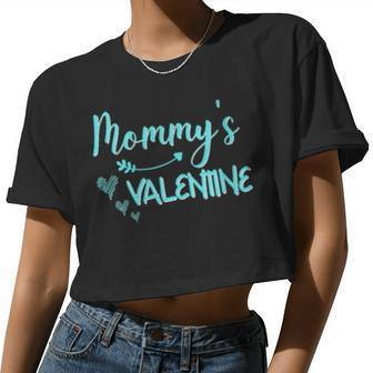 Mommy's Valentine Toddler Valentines Day Boys Mom Women Cropped T-shirt - Monsterry