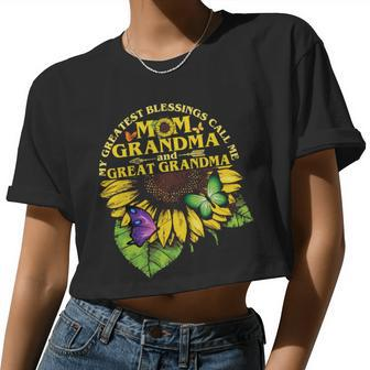 Mother Grandma My Greatest Blessings Call Me Mom Grandma Great Grandma 50 Mom Grandmother Women Cropped T-shirt - Monsterry DE