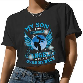 Mother Grandma My Son Is My Guardian Angel 175 Mom Grandmother Women Cropped T-shirt - Monsterry UK