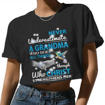 Mother Grandma Never Underestimate A Grandma 160 Mom Grandmother Women Cropped T-shirt - Monsterry
