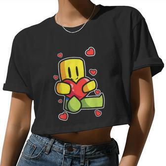 Valentines Noob With Hearts From Women Cropped T-shirt - Monsterry