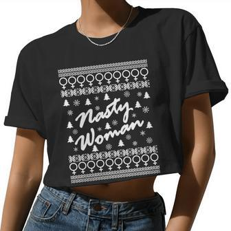 Nasty Woman Ugly Christmas Sweater Hillary Clinton Women Cropped T-shirt - Monsterry UK