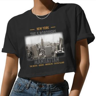 New York The 5 Boroughs Manhattan Bronx Queens Staten Island Women Cropped T-shirt - Monsterry UK