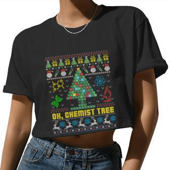 Oh Chemist Tree Chemistree Chemistry Ugly Christmas Sweater Meaningful Women Cropped T-shirt - Monsterry