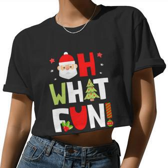 Oh What Fun Christmas Squad Boys Girls Santa Xmas Tree Women Cropped T-shirt - Monsterry