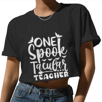One Spook Tacular Teacher Halloween Quote Women Cropped T-shirt - Monsterry CA